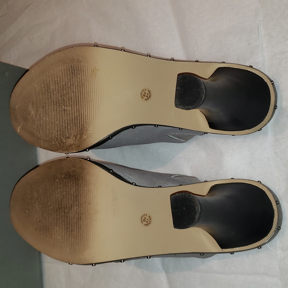 a.n.a Leather Mule Clog Heeled Platform Stud Slide Satin Metallic Women's Sz 9.5 - Picture 12 of 14